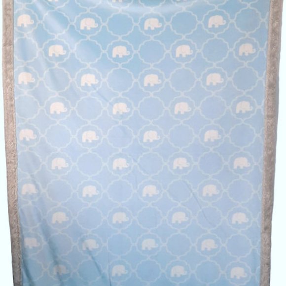 Hudson Baby HB Elephant Blue Gray Plush Security Baby Blanket Lovey 30" X 39" - Picture 3 of 6